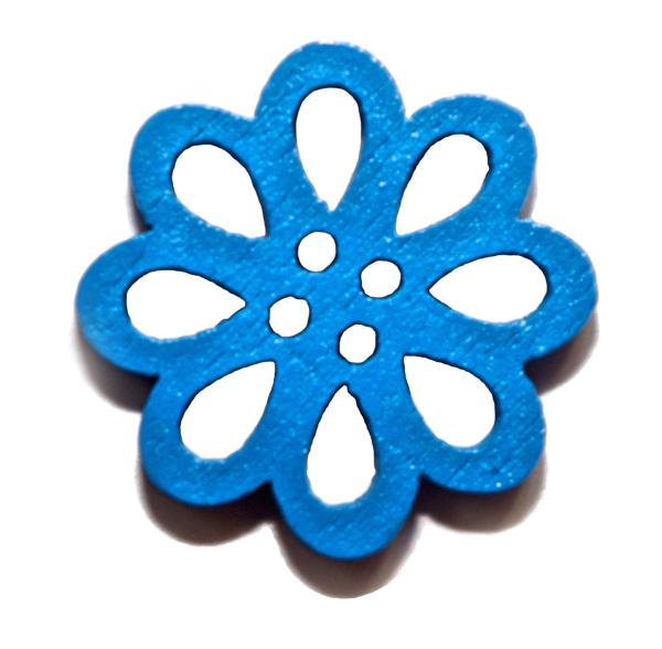 Bottone per bambini come fiori di legno in blu scuro 20 mm 0.79 inch